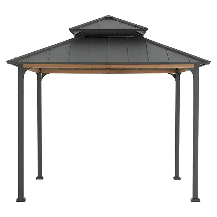 Sunjoy Pavillon Pasu - L x B: 300 x 300 cm, Farbe Dach: Anthrazit - Bild eines stilvollen Pavillons mit grauem Dach und stabilen Säulen, ideal für Garten und Terrasse.