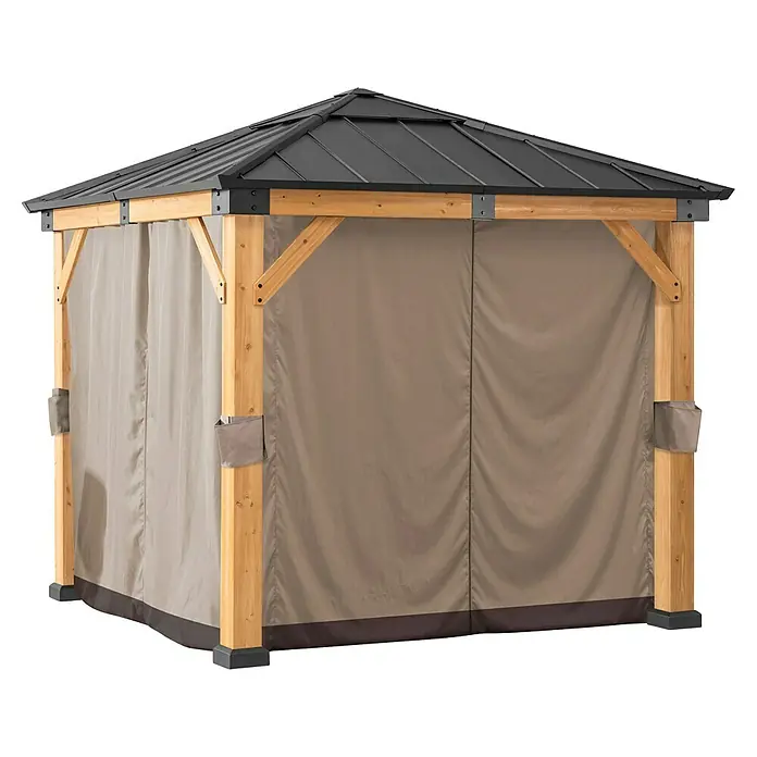 Sunjoy Pavillon-Seitenwände Polyester-Vorhangpaneele - Passend für: Sunjoy Gazebo Pavillon Rap 273X273 cm, Braun - Ein stilvoller Pavillon mit Vorhängen bietet Schutz und Privatsphäre im Garten. Das robuste Design sorgt für Langlebigkeit.