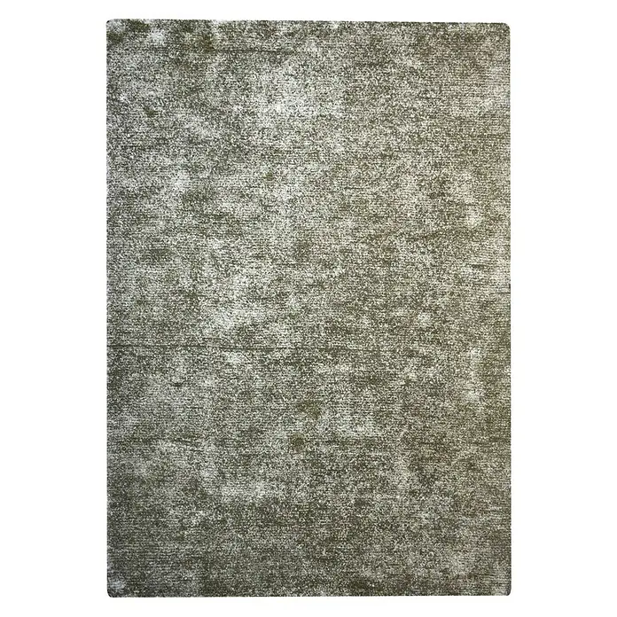 Kayoom Kurzflorteppich Etna - Olivgrün, 230 x 160 cm, 100 % Mikropolyester - Ein rechteckiger, grauer Teppich mit unregelmäßigem Muster, der eine subtile Eleganz ausstrahlt und für Wohnräume geeignet ist.