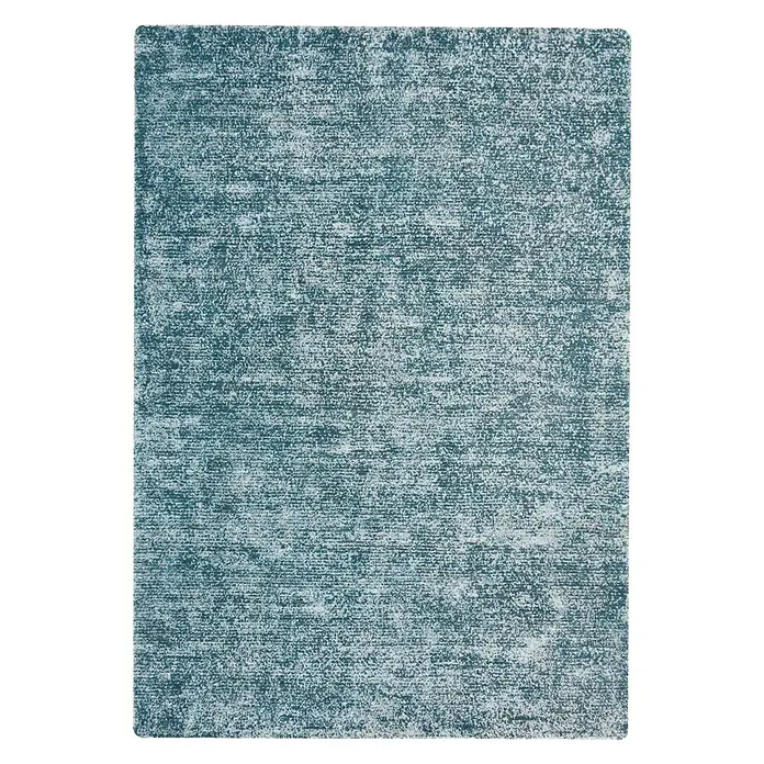 Kayoom Kurzflorteppich Etna - Petrol, 150 x 80 cm, 100 % Mikropolyester - Dieser Teppich präsentiert sich in einem harmonischen Zusammenspiel von Blau- und Grautönen mit einer dezenten, melierten Textur.