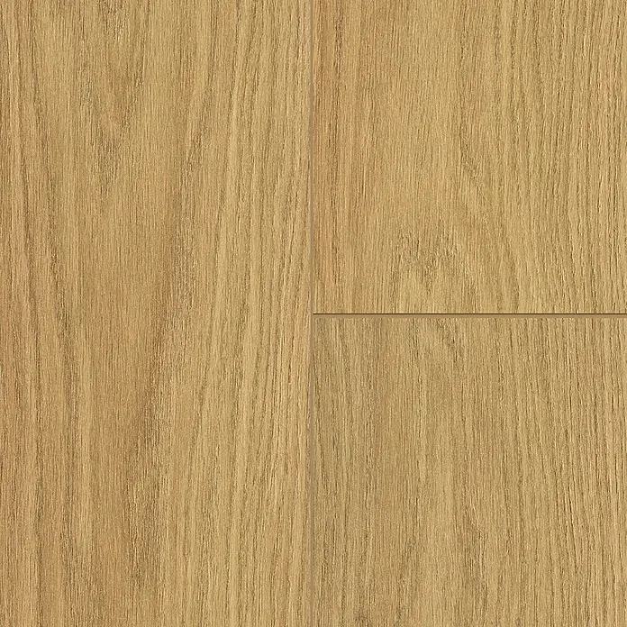 LOGOCLIC Vinto Laminatmuster Summer - 300 x 195 x 8 mm, Landhausdiele - Nahaufnahme eines Bodenbelags mit einem hellen, natürlichen Holzmaserungsmuster und einer sichtbaren Fuge.
