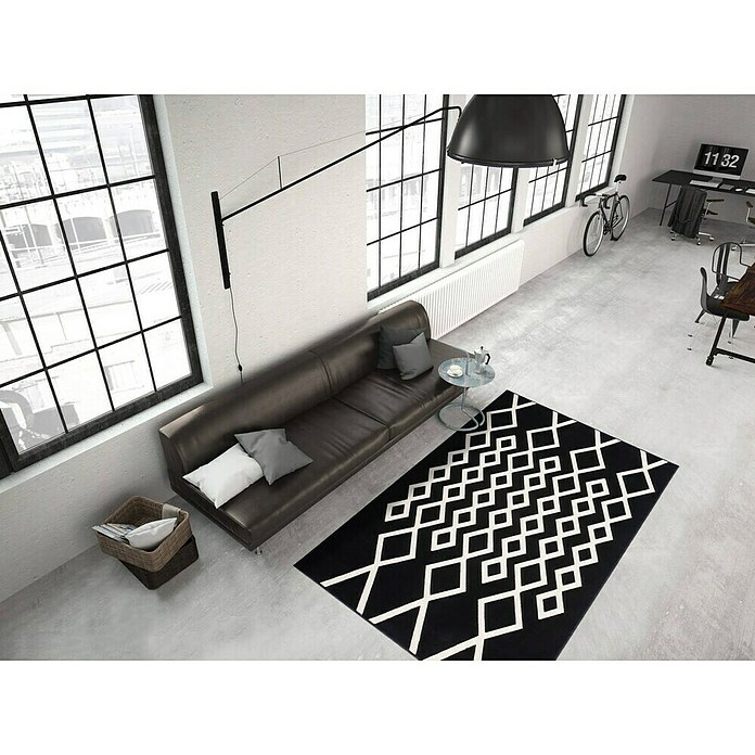 Kayoom Kurzflorteppich Lina 400 (Schwarz, 230 x 160 cm)