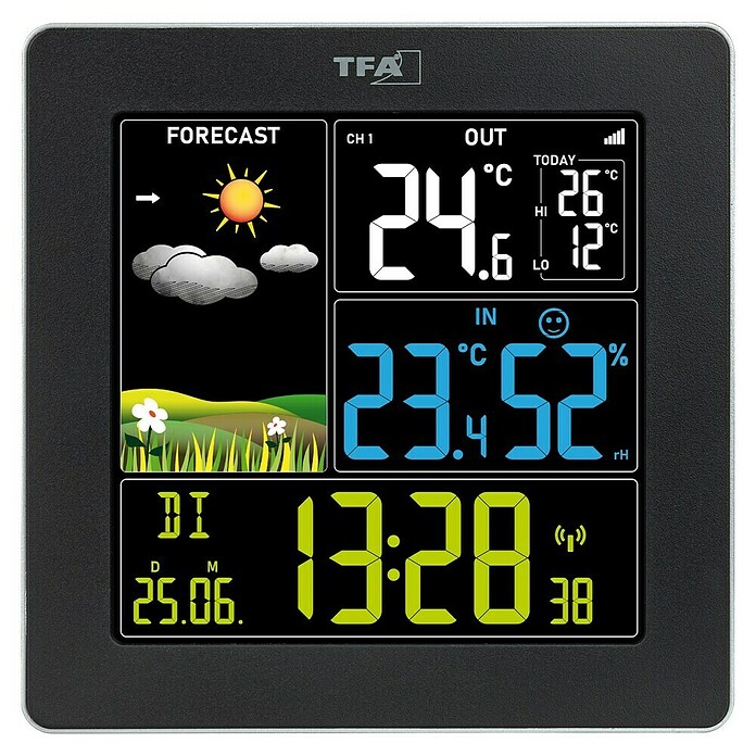 TFA Dostmann Wetterstation Sun 2 (Batteriebetrieben, Schwarz, 11,3 x 2,4 x 11,3 cm) | BAUHAUS