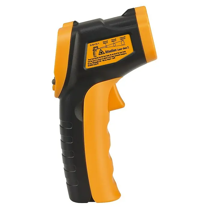 TFA Dostmann Infrarot-Thermometer RAY LIGHT - Messbereich Temperatur: -50 °C - 400 °C - Abbildung eines gelben und schwarzen Infrarot-Thermometers zur Temperaturmessung.