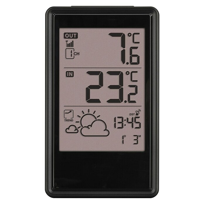 TFA Dostmann Funkwetterstation (Batteriebetrieben, Schwarz, 8,6 x 3 x 14,5 cm) | BAUHAUS