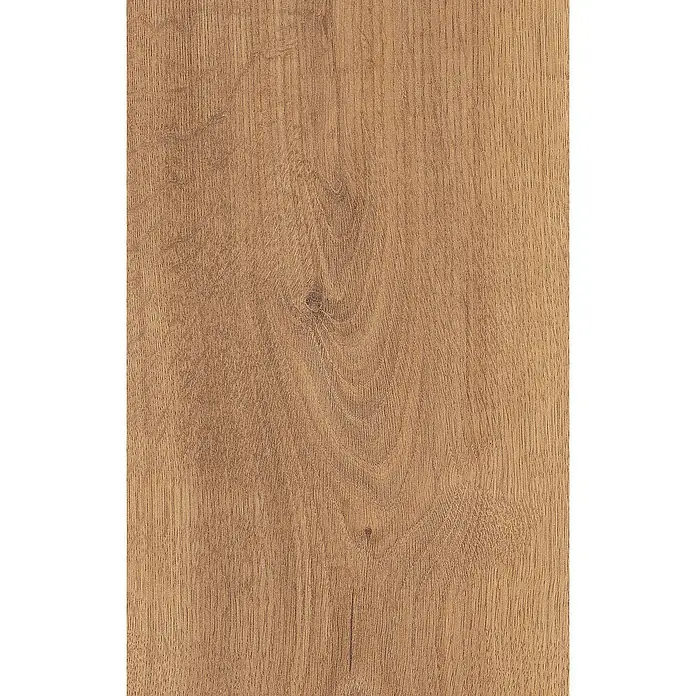 LOGOCLIC Vinto Laminat Herringbone - Oberon Oak, Landhausdiele, 630 x 126 x 8 mm - Nahaufnahme von Holzoberfläche mit Maserung, die eine rustikale und natürliche Ästhetik für Möbel oder Bodenbeläge bietet.