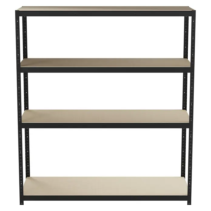 Regalux Schwerlastregal R250 - H x B x T: 180 x 160 x 60 cm, Traglast pro Boden: 250 kg, Anzahl Böden: 4 Stk., Stecken, Grau