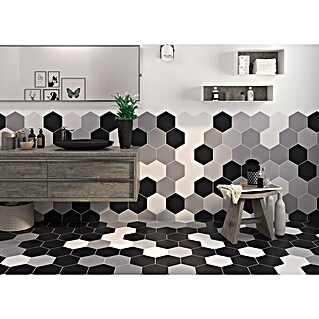 Feinsteinzeugfliese Hexagon Basic (25 x 22 cm, Schwarz, Matt)