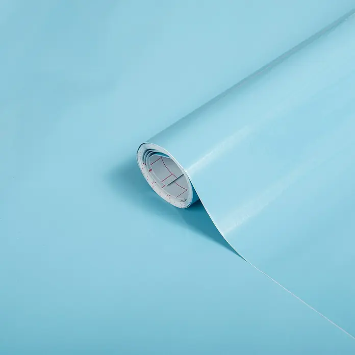 D-c-fix Klebefolie Uni Lack - 200 x 45 cm, Aqua, Selbstklebend - Eine Rolle hellblaue, selbstklebende Vinylfolie, ideal für DIY-Projekte und zur individuellen Gestaltung von Möbeln und Oberflächen.
