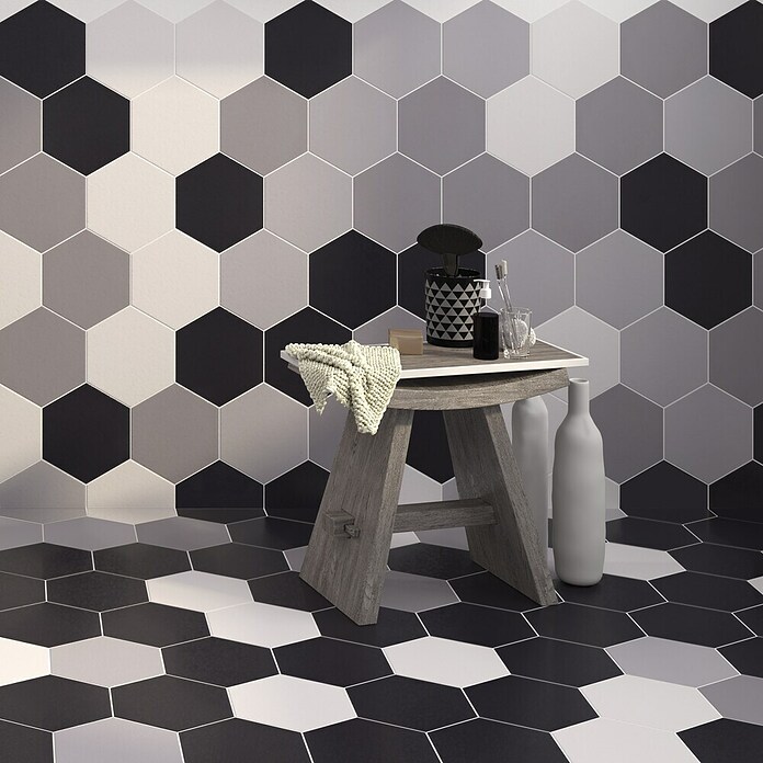 Feinsteinzeugfliese Hexagon Basic Silver (25 x 22 cm, Grau, Matt) | BAUHAUS