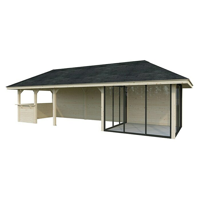 Palmako Caseta de jardín Bianca Set 216 Slide (Medidas ext. (An x Pr): 672 x 672 cm, Madera, Natural) | BAUHAUS