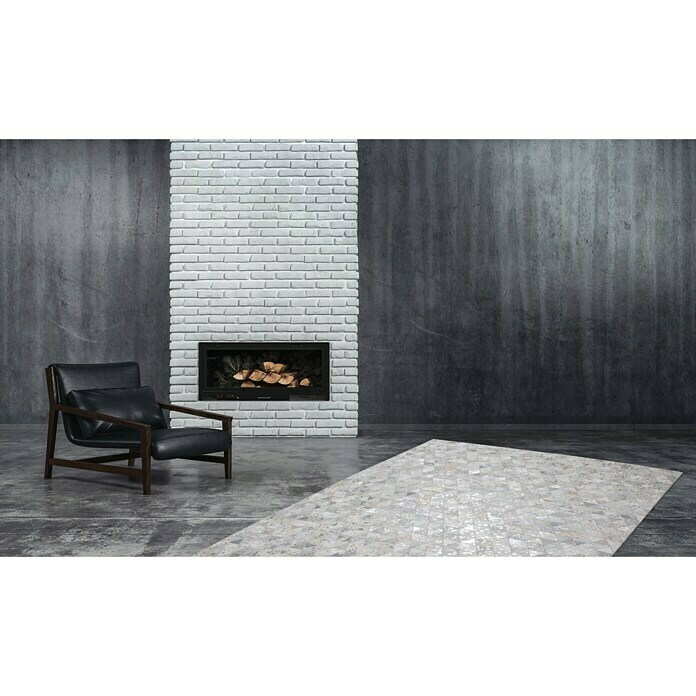 Kayoom Echtlederteppich Rocket IIGrau/Silber, 150 x 80 cm, 100 % Leder Mood Shot