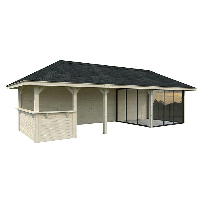 Palmako Caseta de jardín Bianca Set 216 Slide (Medidas ext. (An x Pr): 672 x 672 cm, Madera, Natural) | BAUHAUS