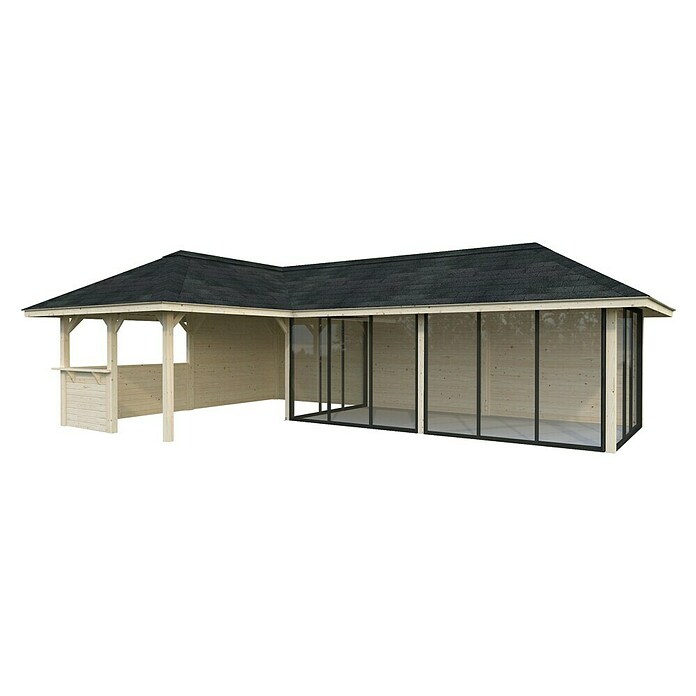 Palmako Caseta de jardín Bianca Set 221 Slide (Medidas ext. (An x Pr): 960 x 672 cm, Madera, Natural) | BAUHAUS