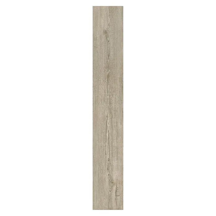 Decolife Korkboden Freestyle Access - Winter Pine, 1.220 x 185 x 8,5 mm, Landhausdiele - Nahaufnahme einer einzelnen Fliese mit Holzmaserung in sanften Beigetönen, die eine natürliche und warme Ästhetik vermittelt.