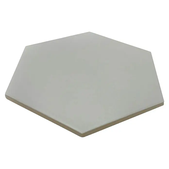 Feinsteinzeugfliese Hexagon Basic Silver - 25 x 22 cm, Grau, Matt - Nahaufnahme einer sechseckigen, matten, hellgrauen Bodenfliese, die eine moderne und elegante Option für jeden Raum darstellt.