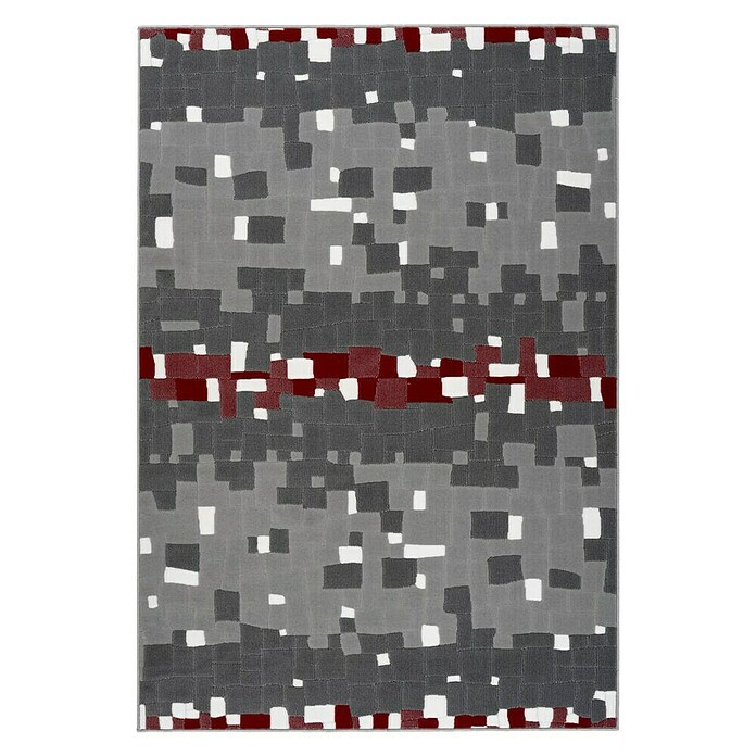 Kayoom Kurzflorteppich Vancouver 210 (Grau/Rot, 290 x 200 cm)