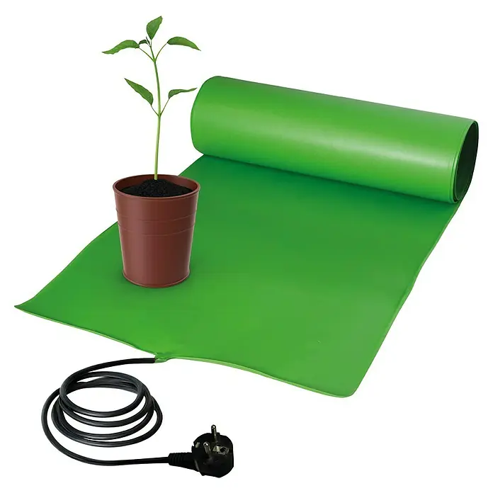 BioGreen Heizmatte - 40 x 65 cm - Heizmatte für Pflanzen mit Pflanze im Topf und Stromkabel.