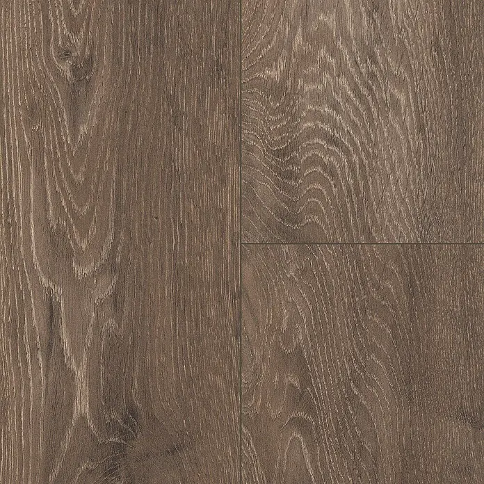 LOGOCLIC Aquaprotect Laminat - Night Oak, Landhausdiele, 1.288 x 195 x 8 mm - Nahaufnahme von Laminatboden mit natürlicher Holzmaserung und warmer, erdiger Farbpalette.