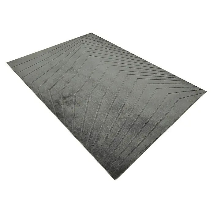 Alfombra de pelo corto Stelvio Picos - Gris, 230 x 160 cm, 100% Poliéster - Alfombra gris con diseño geométrico abstracto para un estilo moderno. Esta alfombra es un punto de atracción en cualquier habitación.