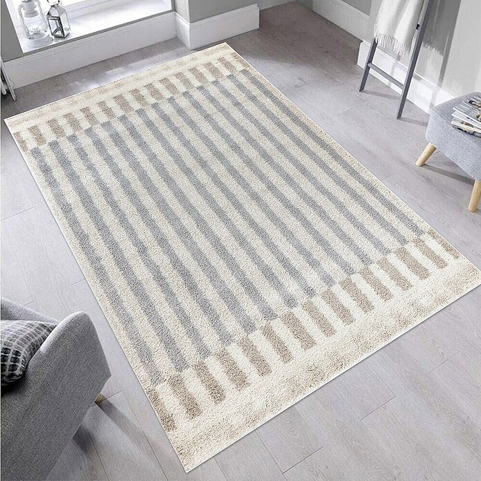 Alfombra de pelo largo Rayas (Natural, 230 x 160 cm, 100% Polipropileno) | BAUHAUS