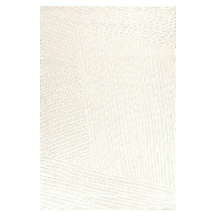 Alfombra de pelo largo Relieve - Crudo, 110 x 60 cm, 80% polipropileno / 20% poliéster - Un panel de pared de color claro con una textura geométrica sutil que añade un toque elegante y moderno a cualquier habitación.