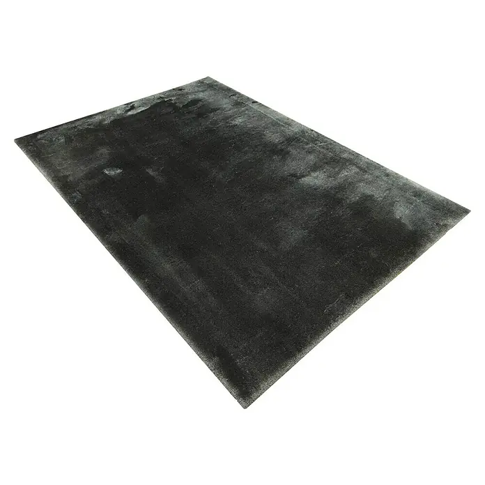 Alfombra de pelo largo Cuba - Gris, 110 x 60 cm, 100% Poliéster - Primer plano de una alfombra gris con textura suave, ideal para añadir confort y un toque moderno a la decoración de tu hogar.