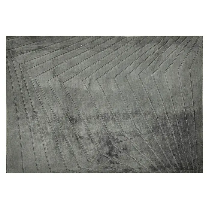Alfombra de pelo corto Stelvio Picos - Gris, 230 x 160 cm, 100% Poliéster - Diseño abstracto de alfombra gris con patrones geométricos, ideal para espacios modernos.