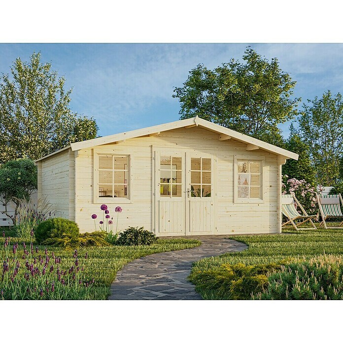 Palmako Caseta de jardín Klara (Medidas ext. (An x Pr): 518 x 424 cm, Madera, Natural) | BAUHAUS