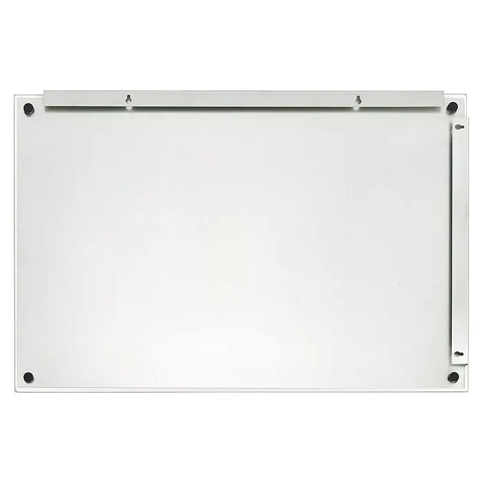 Zeller Present Memoboard - 60 x 40 cm, Glas, Weiß - Weißes Whiteboard mit grauem Rahmen und Befestigungspunkten zur Wandmontage für Büro und Bildungseinrichtungen.