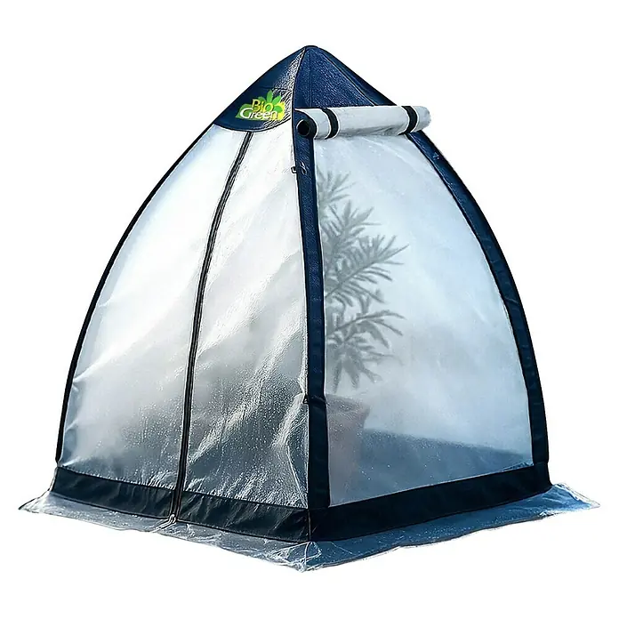 BioGreen Winterschutzzelt TROPICAL ISLAND BREEZE L - Ø x H: 220 x 200 cm, Kunststoff - Das Bild zeigt ein Bio Green Gewächshaus, ideal für den Schutz und die Kultivierung von Pflanzen, mit einem robusten, transparenten Design.