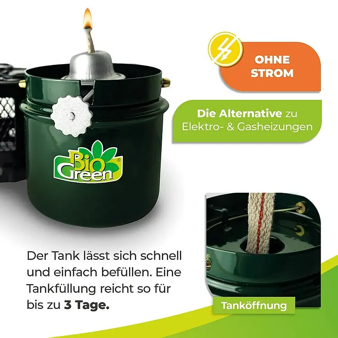 BioGreen Gewächshaus-Heizung Warmax Mini - 11 x 11 x 17 cm, Leistung: 70 W - Bio Green Petroleumlampe.