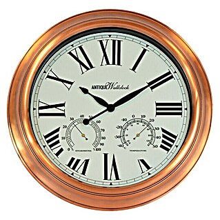 Wanduhr rund (Weiß/Kupfer, Durchmesser: 40 cm)