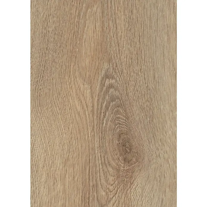 LOGOCLIC Family Laminatmuster Bilbao - 300 x 195 x 7 mm, Landhausdiele - Nahaufnahme einer Holzoberfläche mit Maserung und Astloch, ideal für Texturen und Hintergründe.
