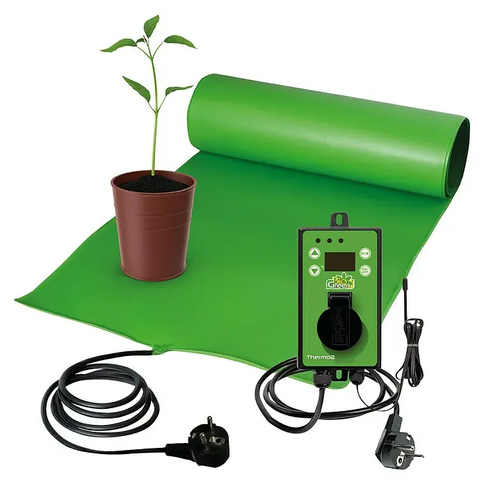 BioGreen Heizmatte inkl. Digital-Thermostat - 40 x 65 cm - Bio Green Thermo2 Heizmatte mit Temperaturregler, Pflanze und grünem Untergrund. Ideal für die Anzucht von Pflanzen.