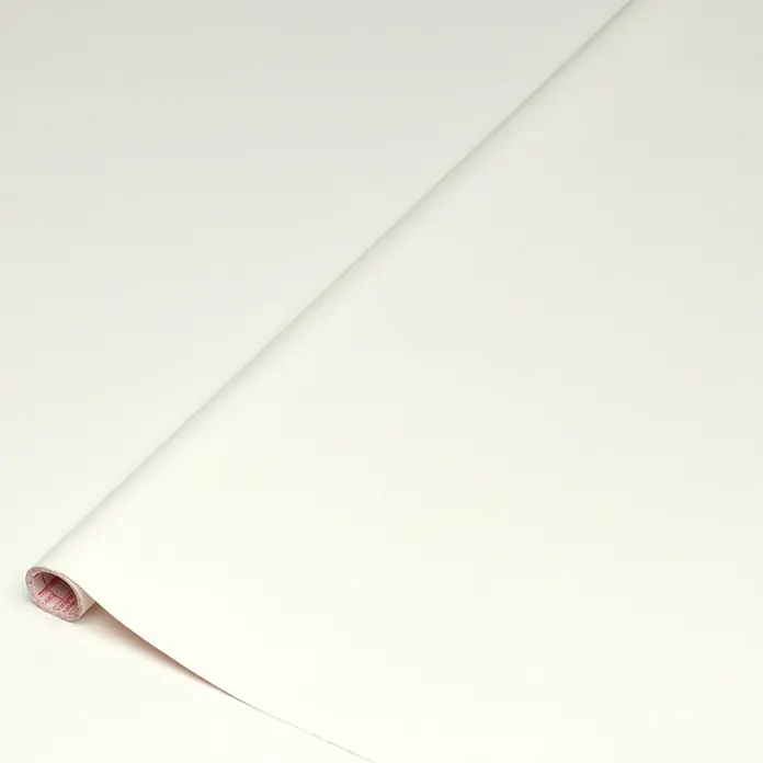D-c-fix Leder-Dekorfolie Uni - 200 x 67,5 cm, Weiß, Selbstklebend - Weiße selbstklebende Folie aufgerollt. Ideal für Möbel, Bastelarbeiten und zur dekorativen Gestaltung von glatten Oberflächen.