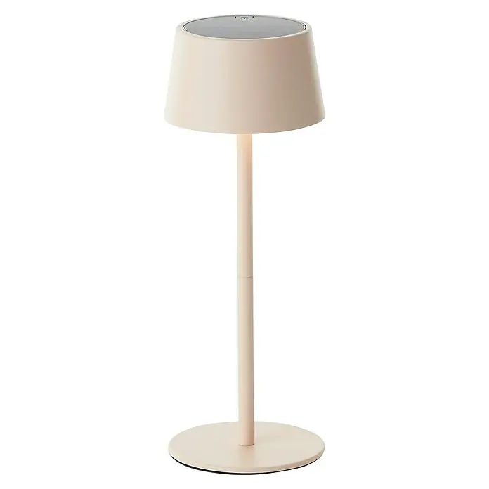Brilliant Solar-Tischleuchte Viani - 2 W, L x B x H: 9 x 9 x 25 cm, Beige, IP44 - Eine elegante, stehende Tischleuchte in sanftem Beige, die mit ihrem minimalistischen Design ein stilvolles Ambiente schafft. Perfekt für moderne Räume.