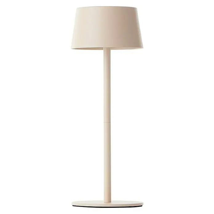 Brilliant Solar-Tischleuchte Viani - 2 W, L x B x H: 9 x 9 x 25 cm, Beige, IP44 - Eine minimalistische Stehlampe mit einem zylindrischen Lampenschirm und einem schlanken, cremefarbenen Ständer, ideal für moderne Innenräume.