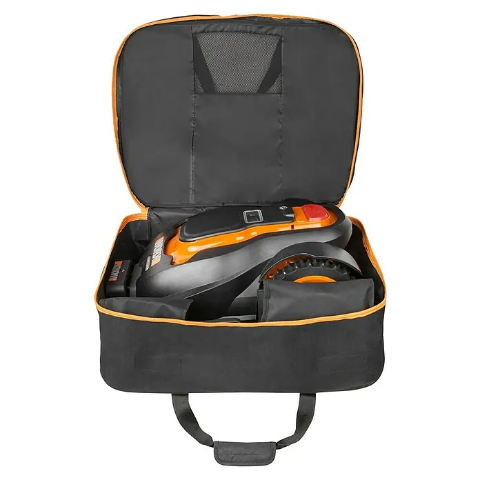Worx Landroid Aufbewahrungstasche WA0197 -  - Tragetasche mit Worx Landroid Mähroboter. Die Tasche ist schwarz mit orangefarbenen Akzenten. Praktisch für Transport und Lagerung.