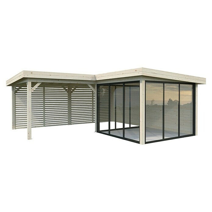 Palmako Caseta de jardín Lenna Set 711 Slide Plus (Medidas ext. (An x Pr): 628 x 628 cm, Madera, Natural) | BAUHAUS