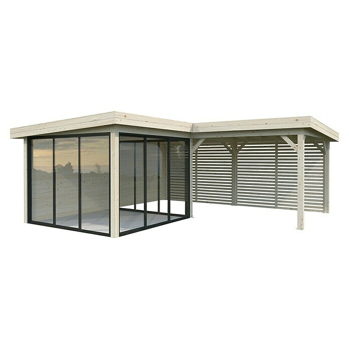 Palmako Caseta de jardín Lenna Set 711 Slide Plus (Medidas ext. (An x Pr): 628 x 628 cm, Madera, Natural) | BAUHAUS