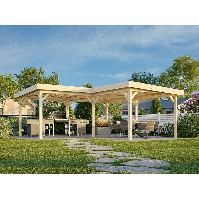 Palmako Pérgola Lenna Set XL (L x An: 628 x 628 cm, Madera, Natural) | BAUHAUS