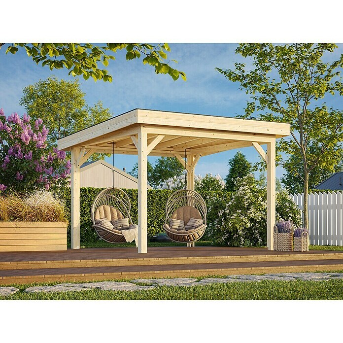 Palmako Pérgola Lenna Set M (L x An: 340 x 340 cm, Madera, Natural) | BAUHAUS