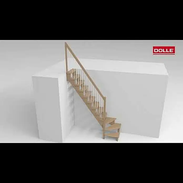 Dolle Raumspartreppe Lyon - Breite: 65 cm, Buche, Unbehandelt, Geschosshöhe: 286 cm, 1/4-gewendelt links, Holzgeländerstäbe - Montagevideo Raumspartreppe DOLLE Lyon,  viertel gewendelt, Gelnder mit Rundstaben (Holz, Metall)