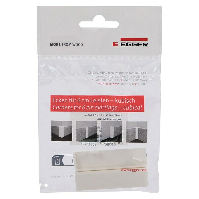 Egger Endkappe Cubical (Universal weiß, 2 Stk., Passend für: Egger Cubical Sockelleisten 14 x 58 mm) | BAUHAUS