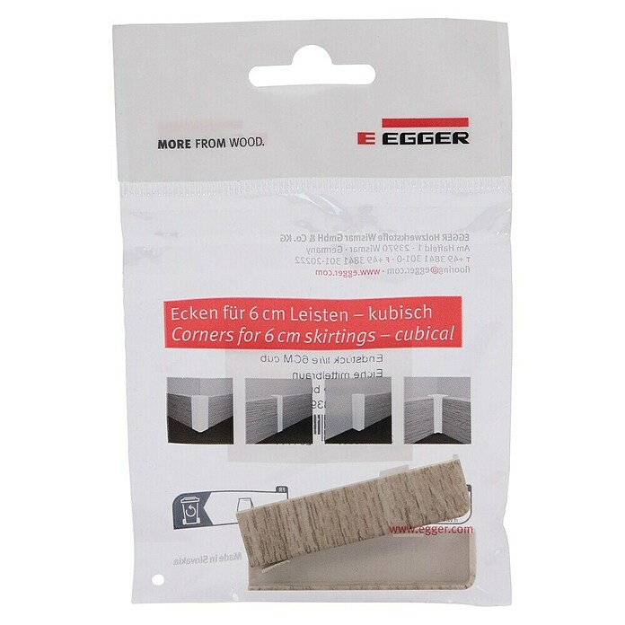 Egger Endkappe Cubical (Eiche mittelbraun, 2 Stk., Passend für: Egger Cubical Sockelleisten 14 x 58 mm) | BAUHAUS