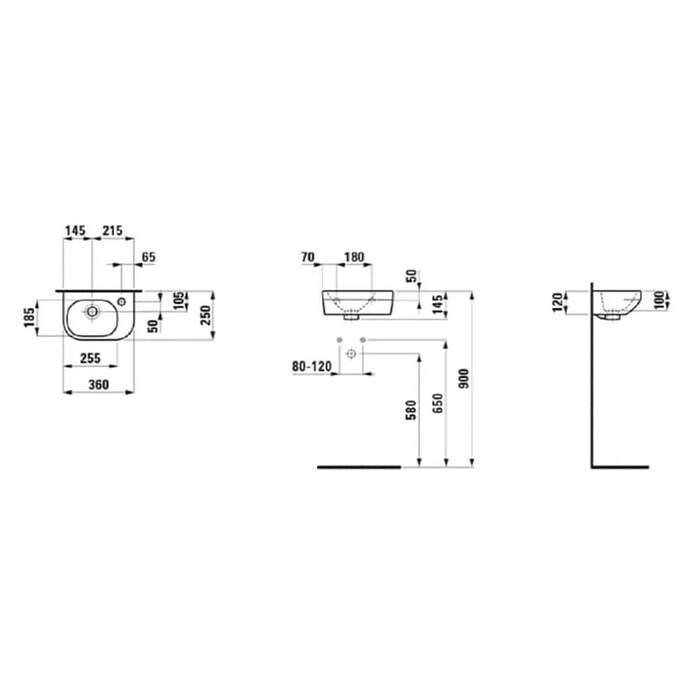 Laufen Umivalnik Lua  (250 x 360 mm, Odprtina za armaturo: Desno, S prelivom, Bela) | 3941 - Waschtische Marke | DBBA - Keramik Marke | DBB - Keramik | DB - Keramik/Wannen | D - Sanitär | BAUHAUS