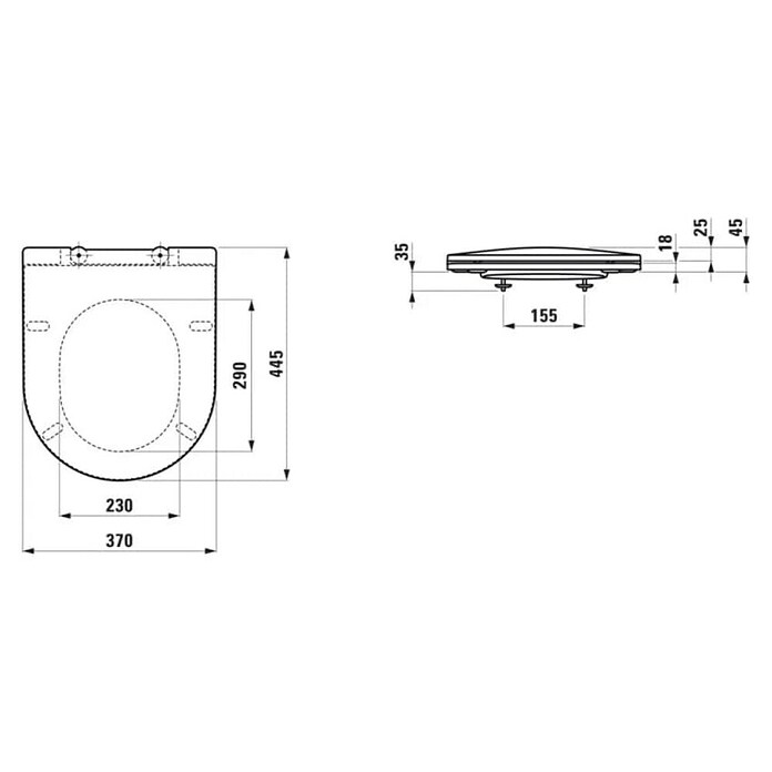 Laufen Pro Daska za WC (S automatikom upuštanja, Duroplast, Bijelo, Može se skinuti)
