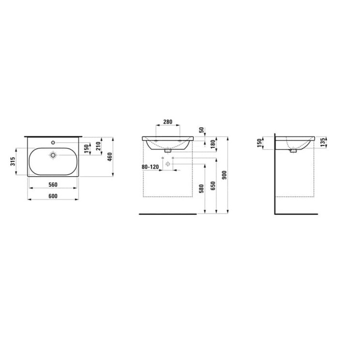 Laufen Umivalnik Lua  (460 x 600 mm, Odprtina za armaturo: Sredina, S prelivom, Bela) | 3941 - Waschtische Marke | DBBA - Keramik Marke | DBB - Keramik | DB - Keramik/Wannen | D - Sanitär | BAUHAUS