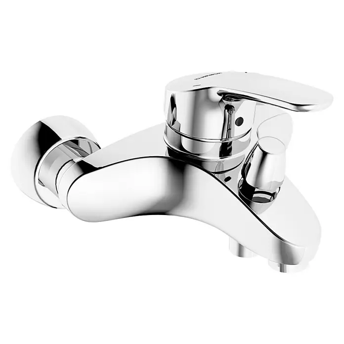 Hansa Mix Badewannenarmatur - Ausladung Armatur: 162 mm, Chrom, Glänzend - Bild einer glänzenden Chrom-Badewannenarmatur mit Einhebelmischer, die Eleganz und Funktionalität für jedes Badezimmer verspricht.